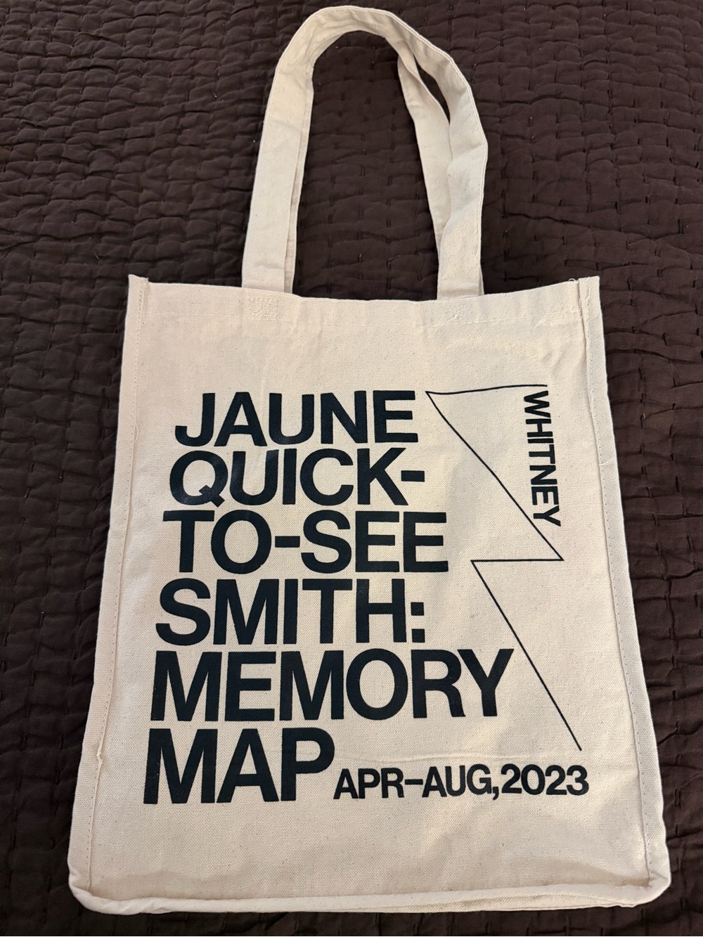 Vintage Whitney - Canvas Tote Bag with Black Text Print - Natural